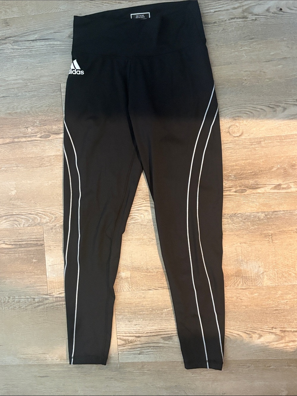 ADIDAS Black Leggings with White Side Piping - GREAT CONDITION